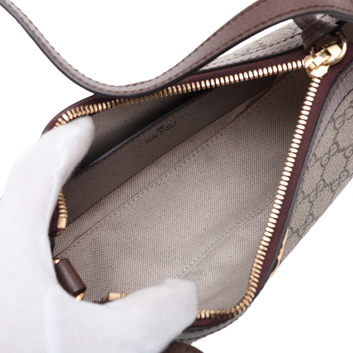 Gucci Small GG Supreme Ophidia Shoulder Bag — Beige