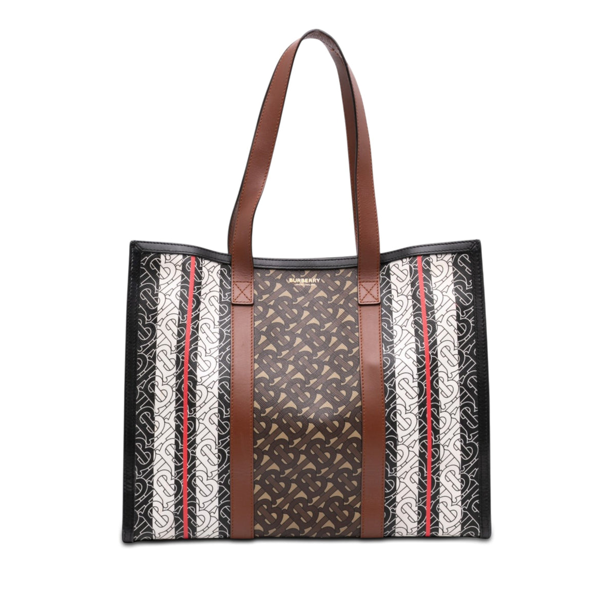 Burberry TB Monogram E Canvas Stripe Book Tote