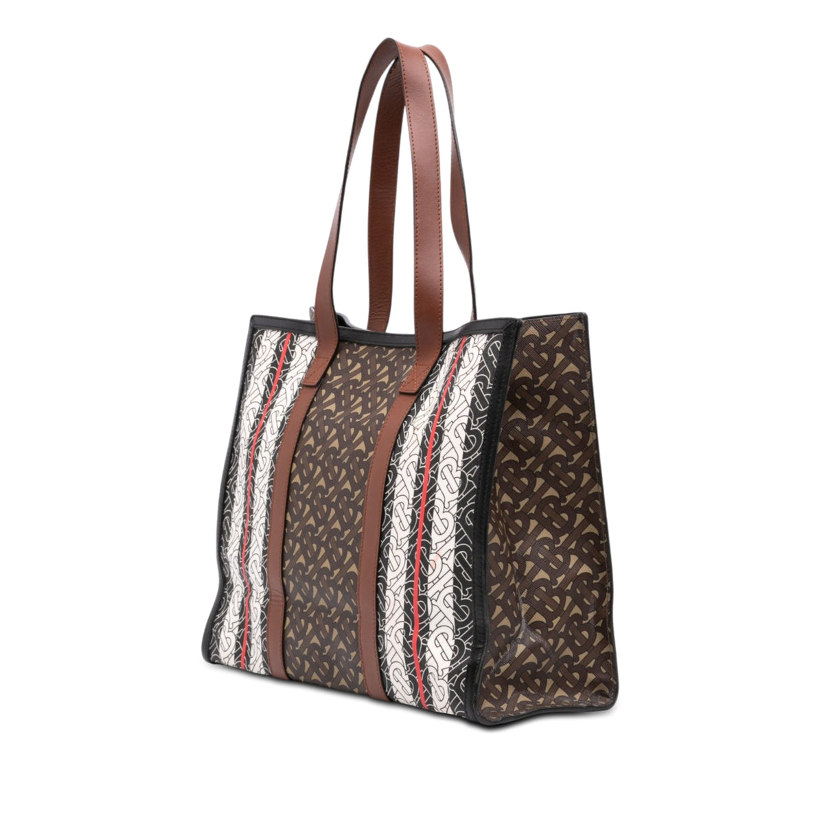 Burberry TB Monogram E Canvas Stripe Book Tote