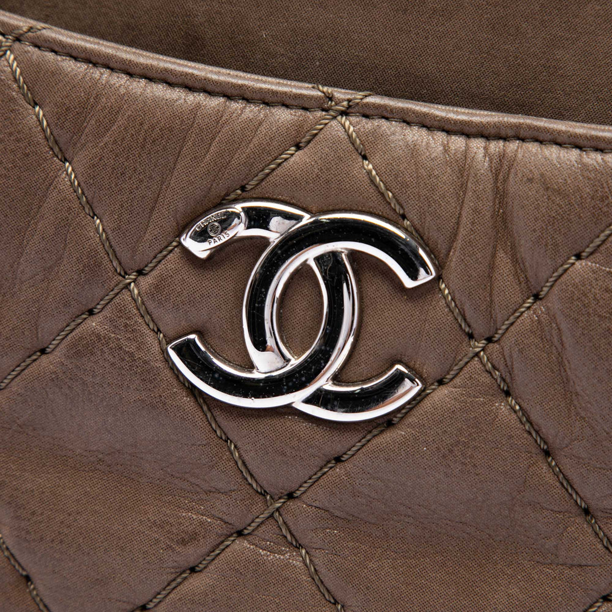 Chanel Quilted Iridescent Calfskin Relax CC Satchel — Brown
