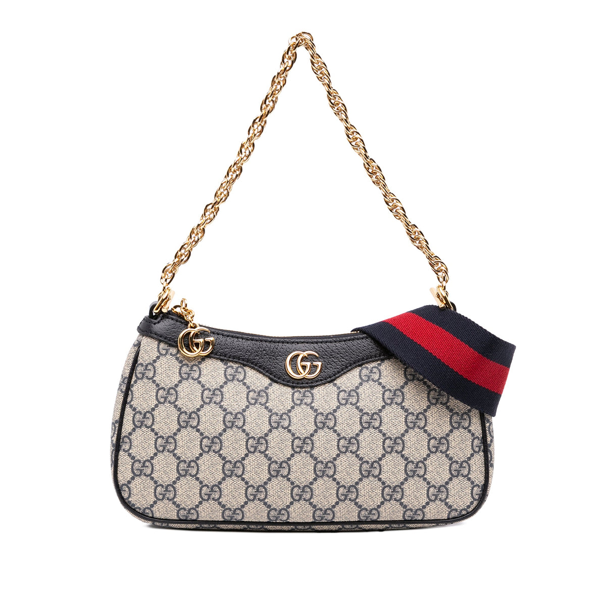 Gucci Small GG Supreme Web Ophidia Satchel — Beige