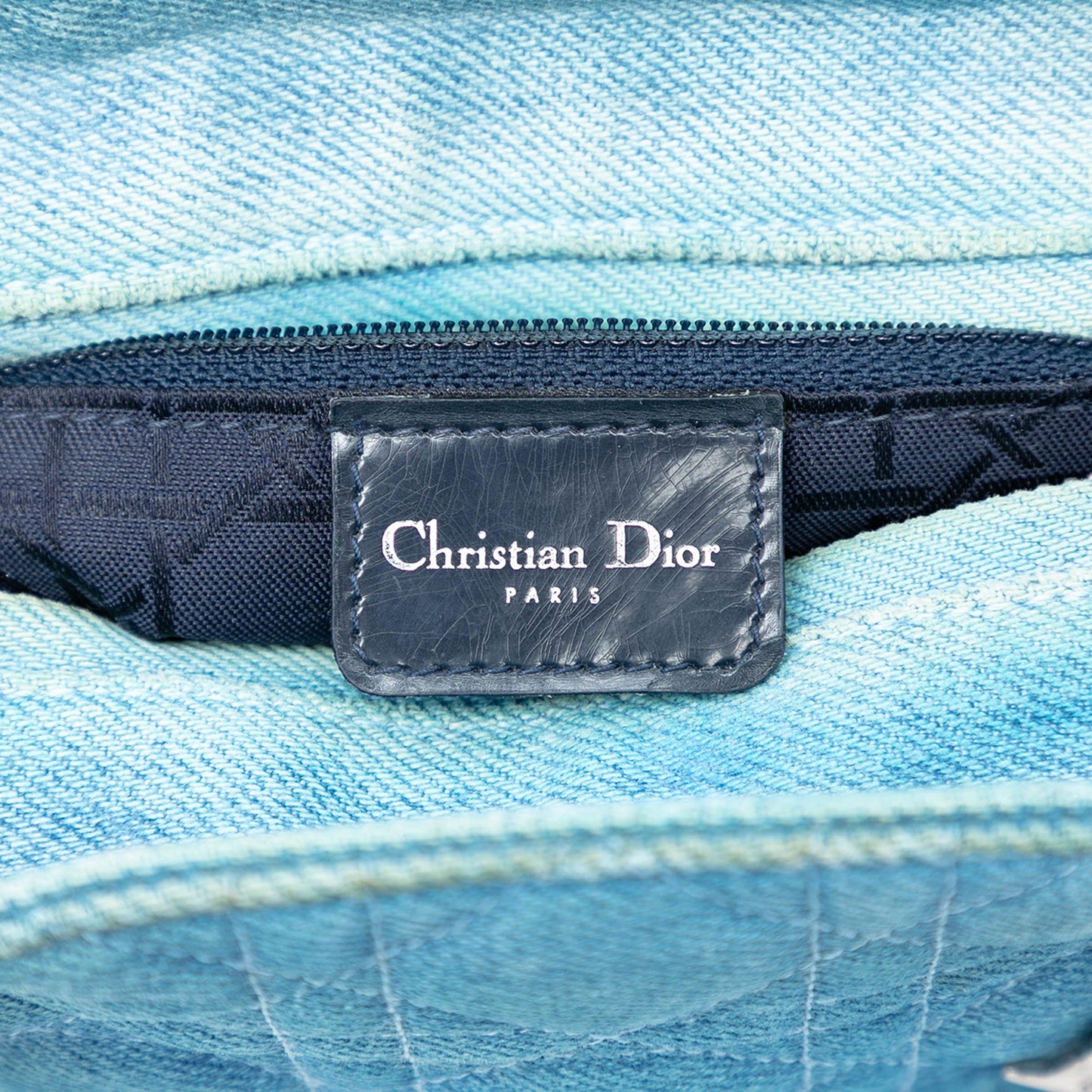 Dior Medium Denim Cannage Acrylic Handles Lady Dior