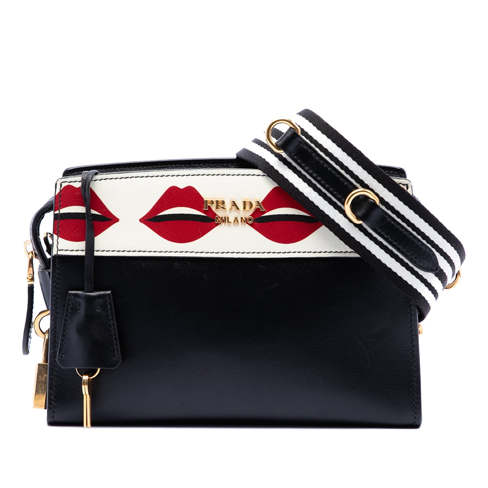 Prada City Calf and Saffiano Lip Print Esplanade Crossbody