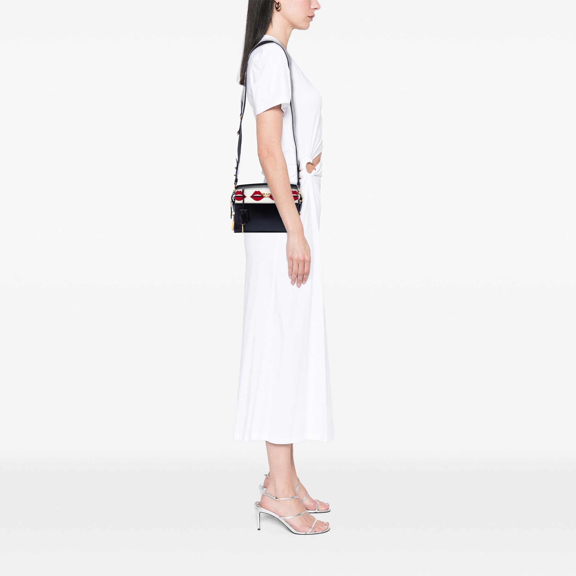 Prada City Calf and Saffiano Lip Print Esplanade Crossbody