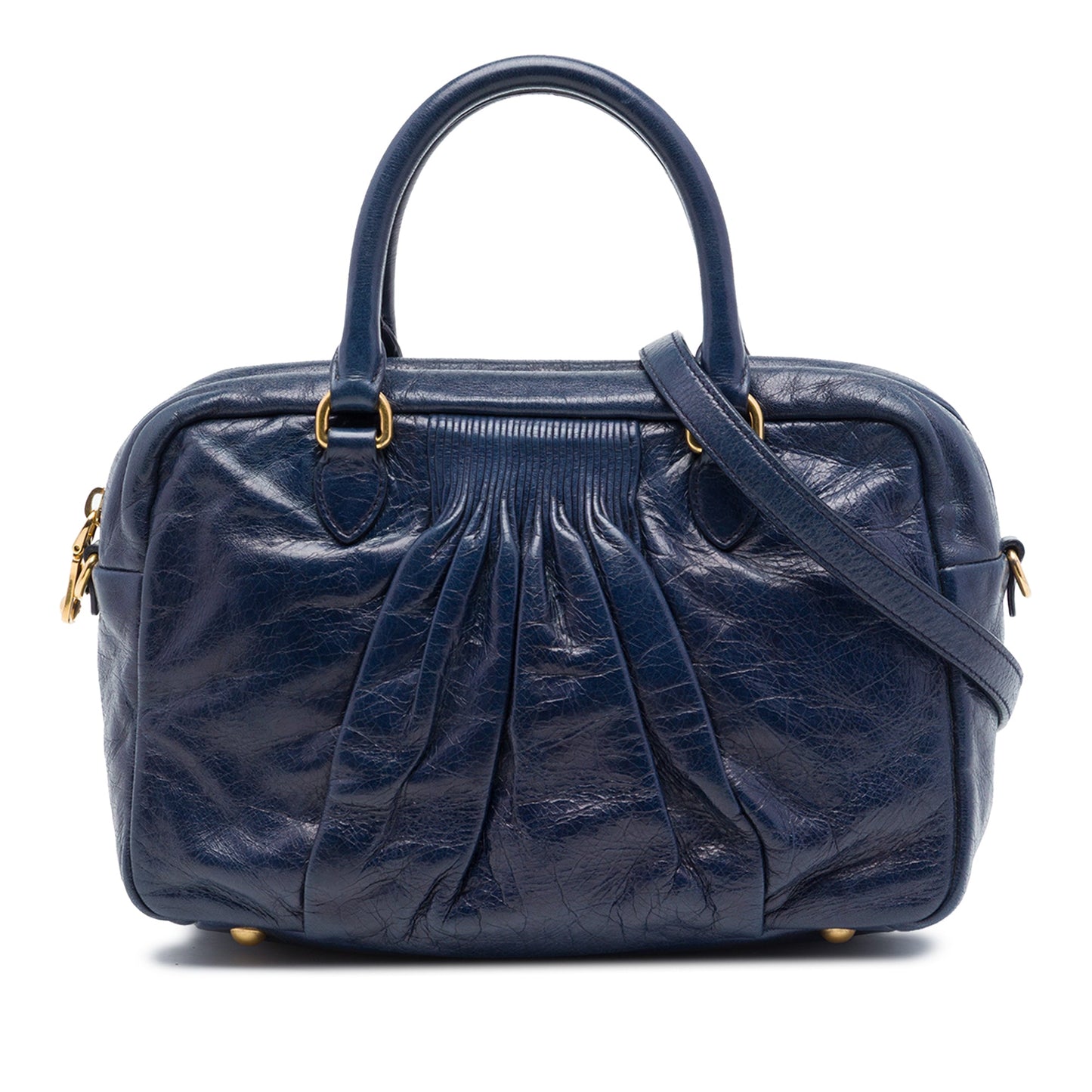 Miu Miu Vitello Lux Pleated Satchel