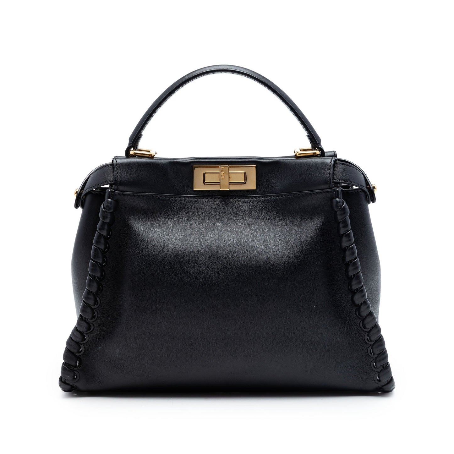 Fendi Medium Leather Lace Up Peekaboo Iconic Satchel