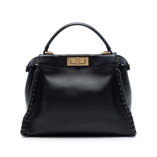 Fendi Medium Leather Lace Up Peekaboo Iconic Satchel