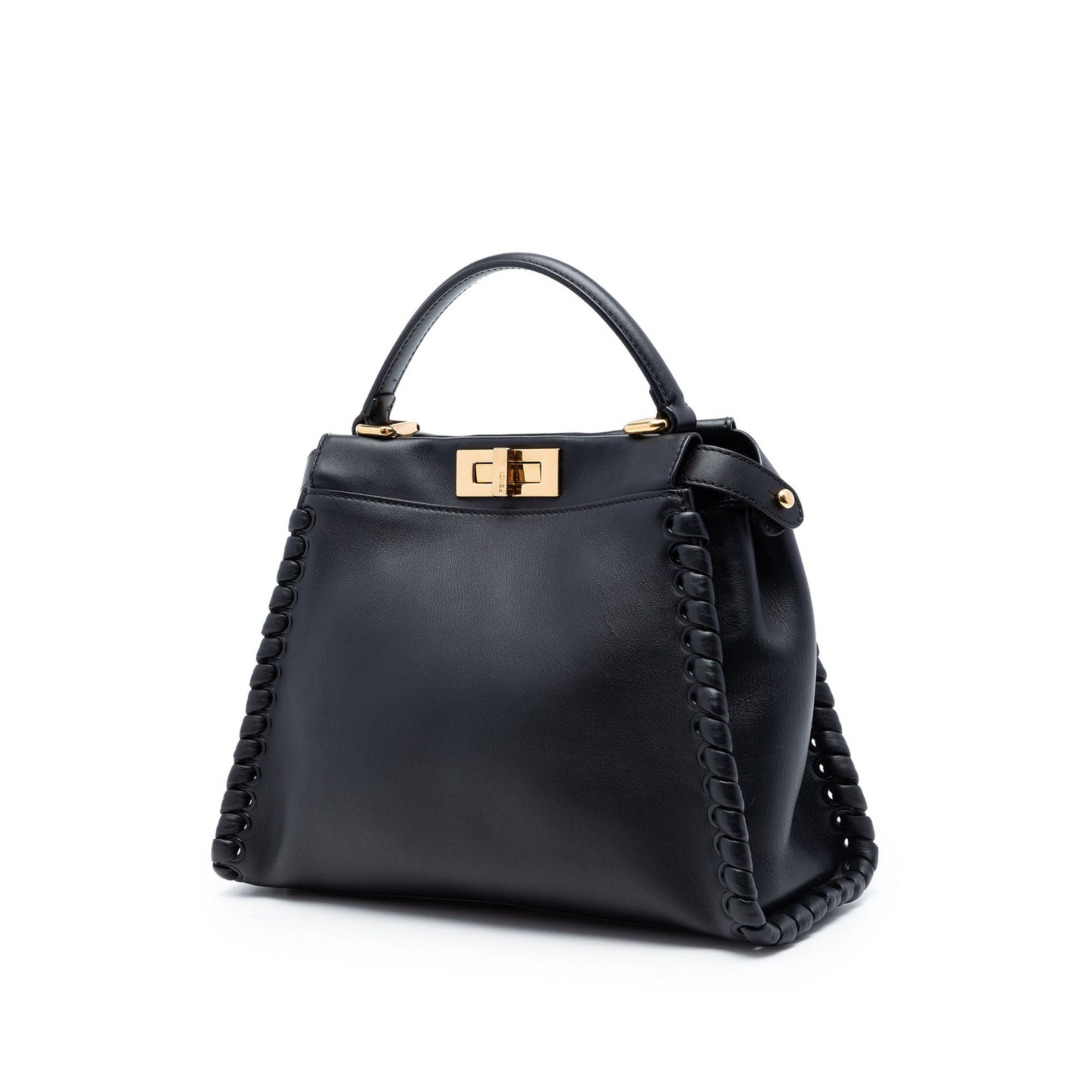 Fendi Medium Leather Lace Up Peekaboo Iconic Satchel