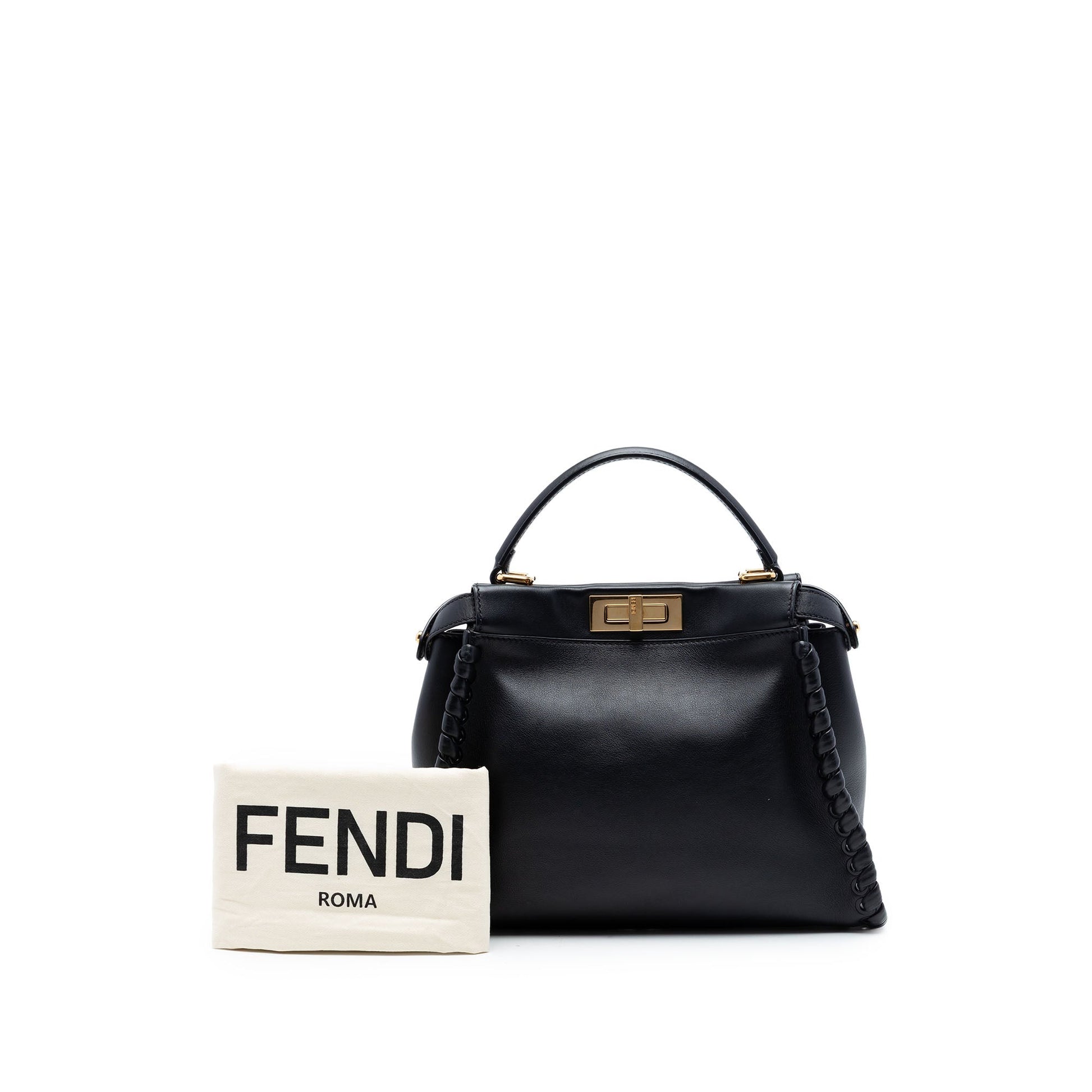 Fendi Medium Leather Lace Up Peekaboo Iconic Satchel