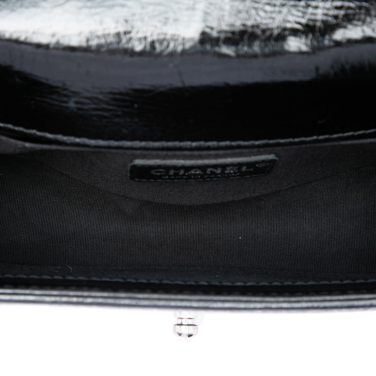 Chanel Small Quilted Crinkled Patent Boy Flap