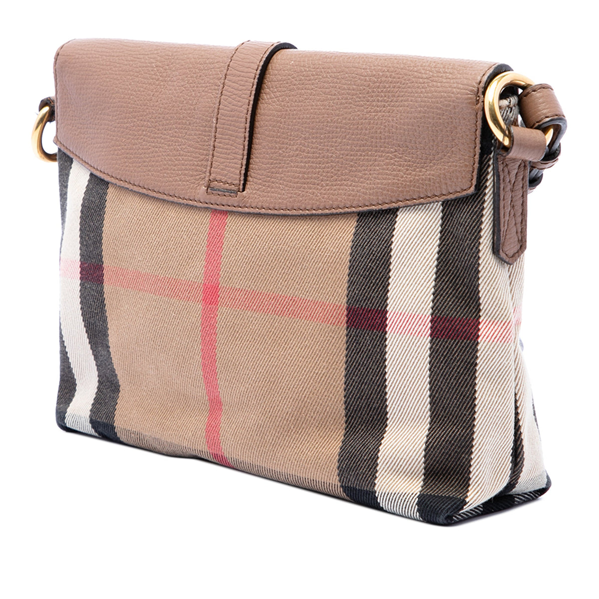 Burberry Small House Check Canvas and Leather Horseshoe Milton Crossbody