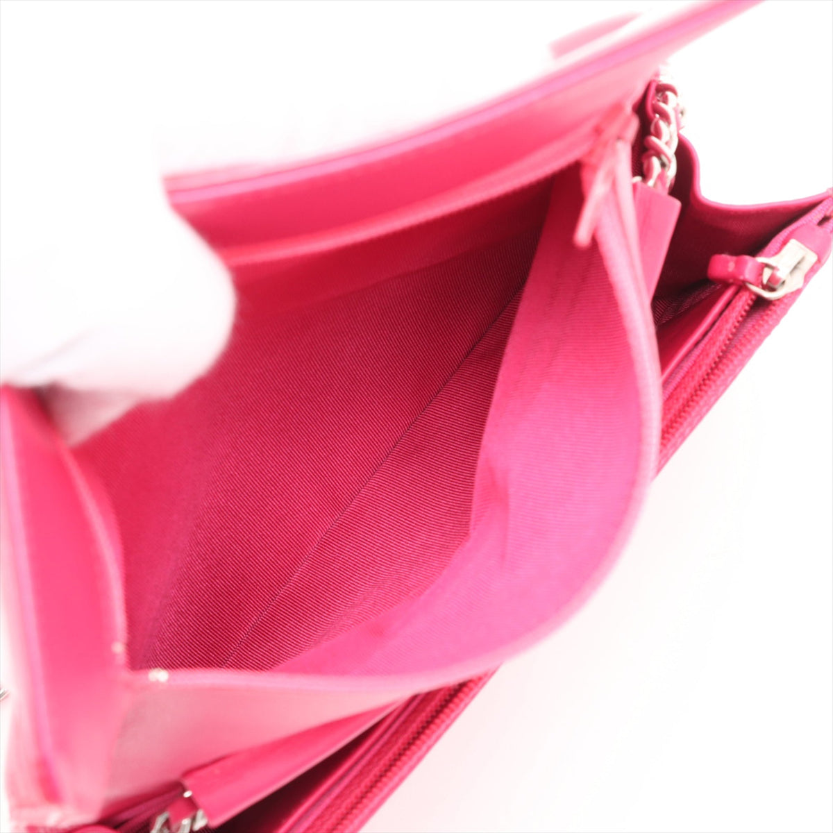 Chanel CC Patent Wallet On Chain — Pink