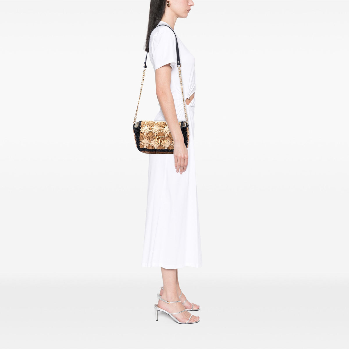 Gucci Small GG Marmont Raffia Crossbody