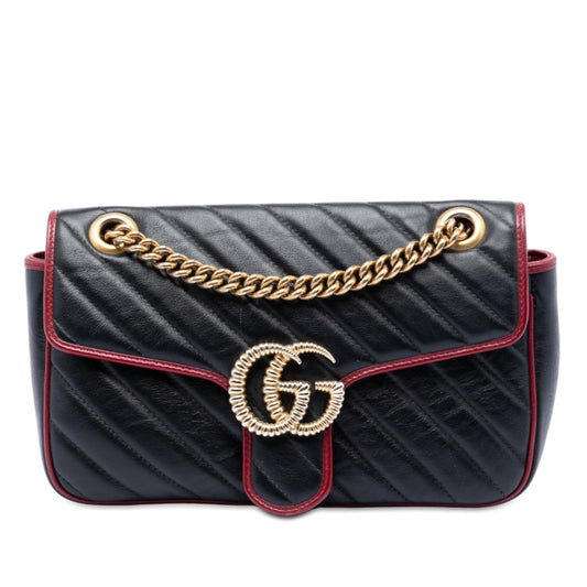 Gucci Medium GG Marmont Matelasse Diagonal Leather Torchon Shoulder Bag