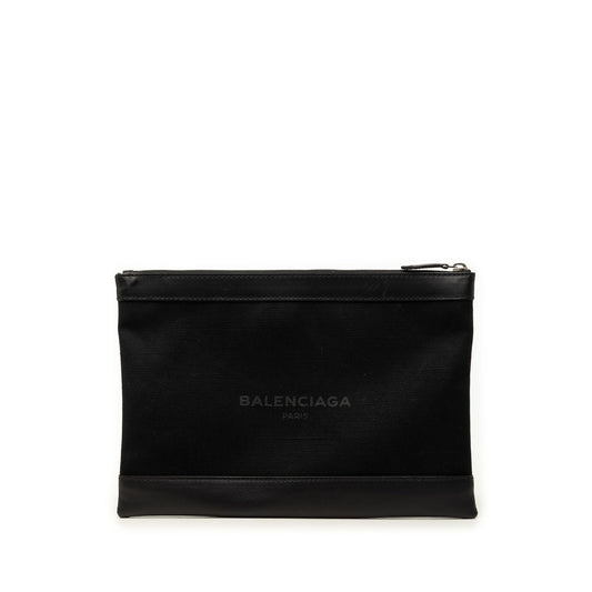 Balenciaga Canvas Navy Clip Clutch M