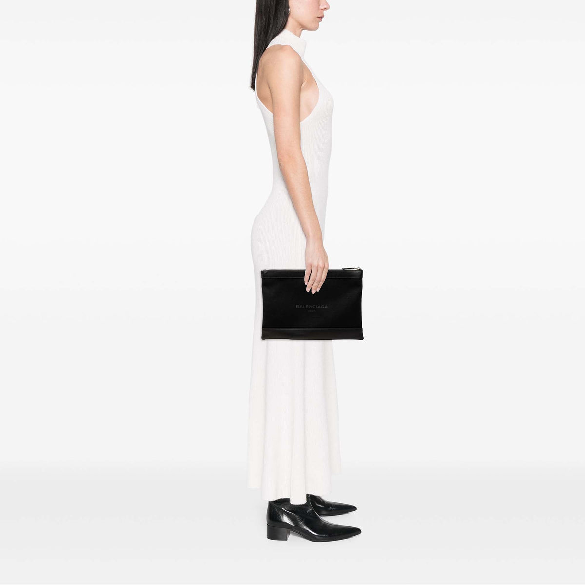 Balenciaga Canvas Navy Clip Clutch M