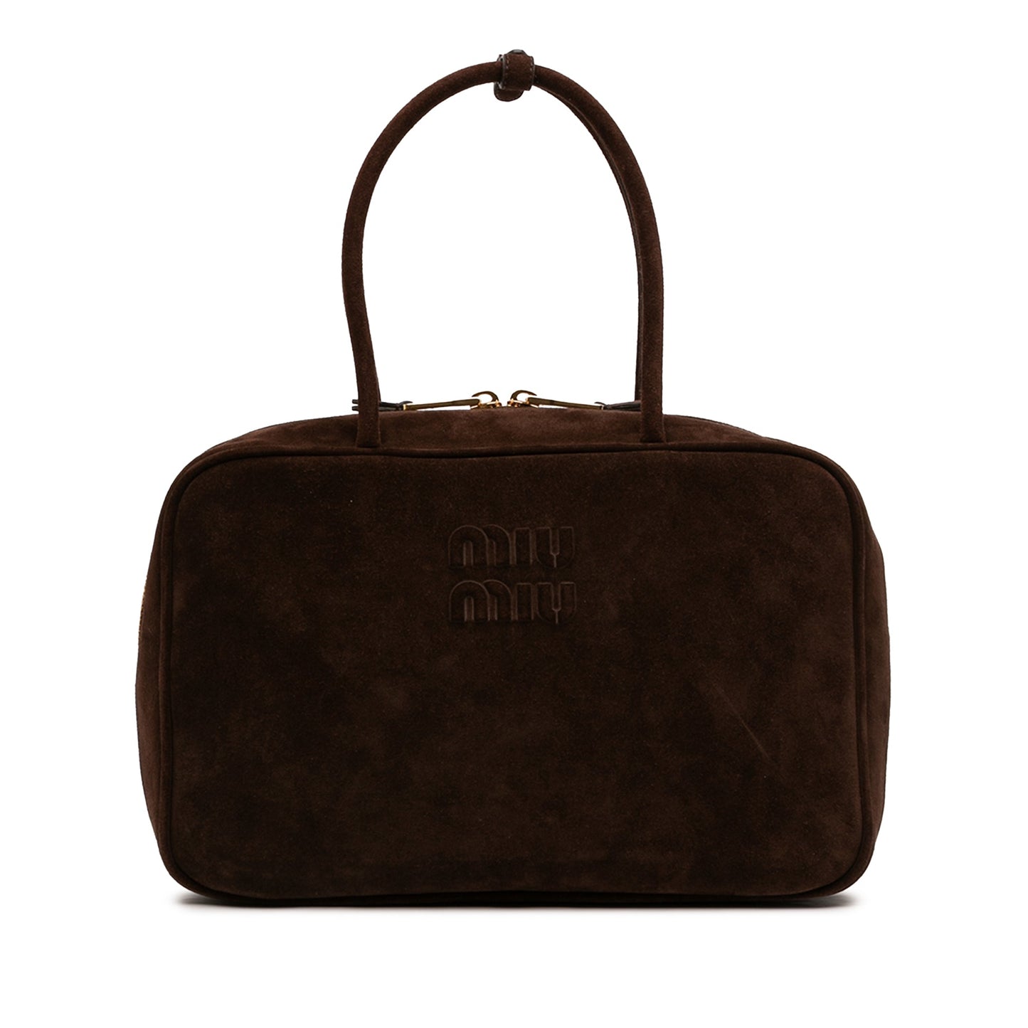 Miu Miu Large Suede Logo Beau Shoulder Bag