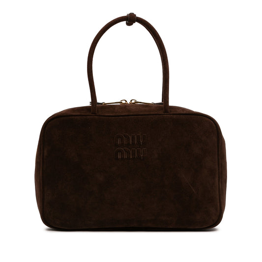 Miu Miu Large Suede Logo Beau Shoulder Bag