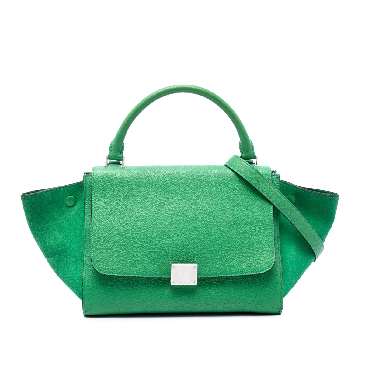 Celine Small Leather Trapeze Satchel — Green