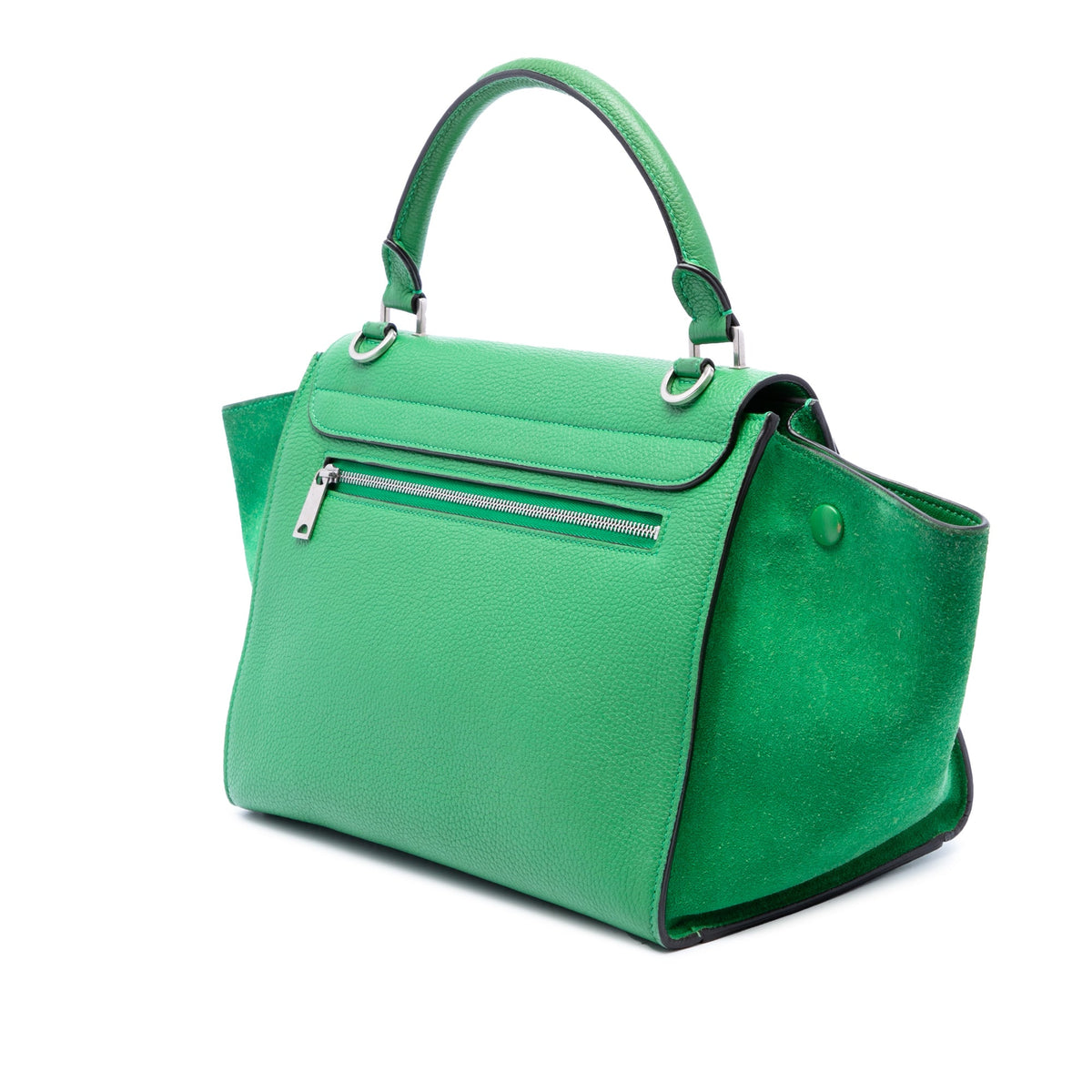 Celine Small Leather Trapeze Satchel — Green