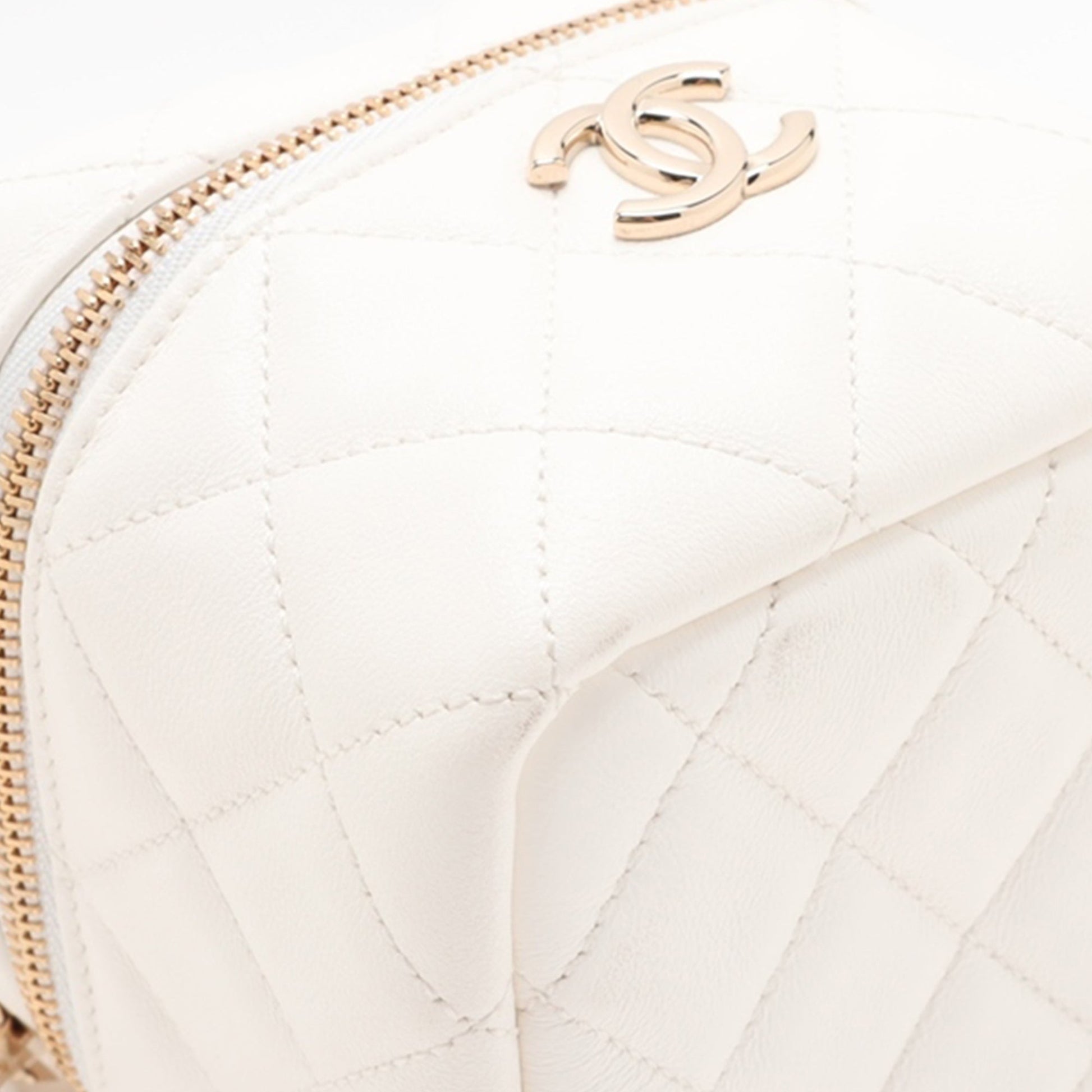 Chanel Quilted Lambskin Cube Chain Wristlet Case