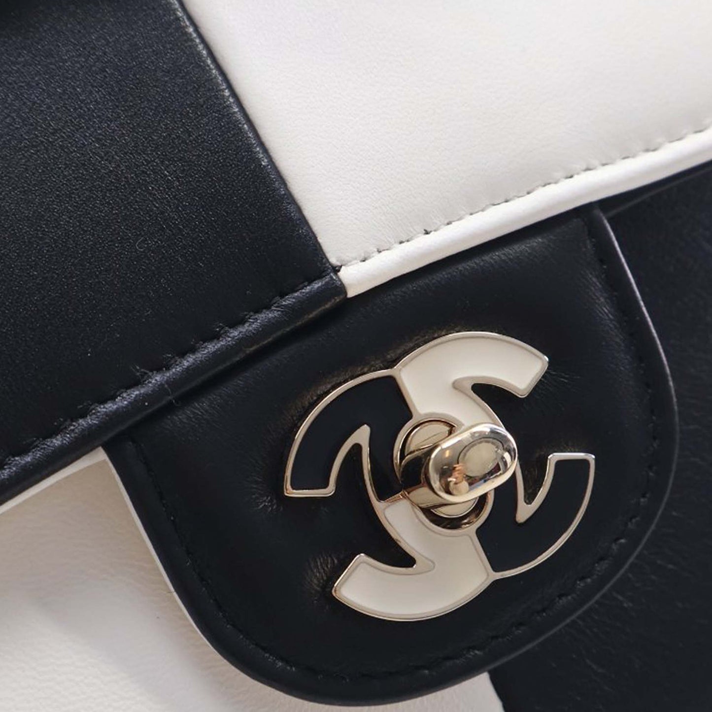 Chanel Medium Classic Bicolor Lambskin Geometric Colorblock Double Flap