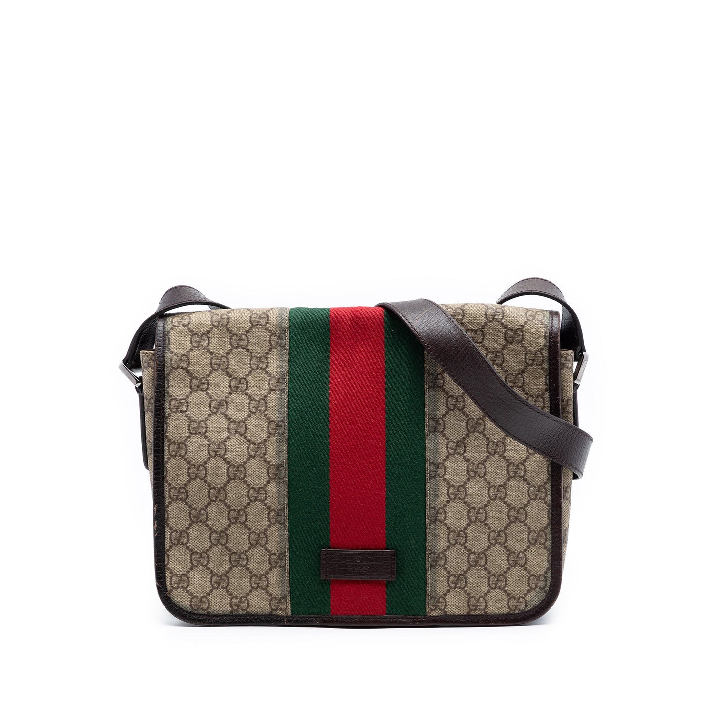 Gucci Medium GG Supreme Web Flap Messenger Bag