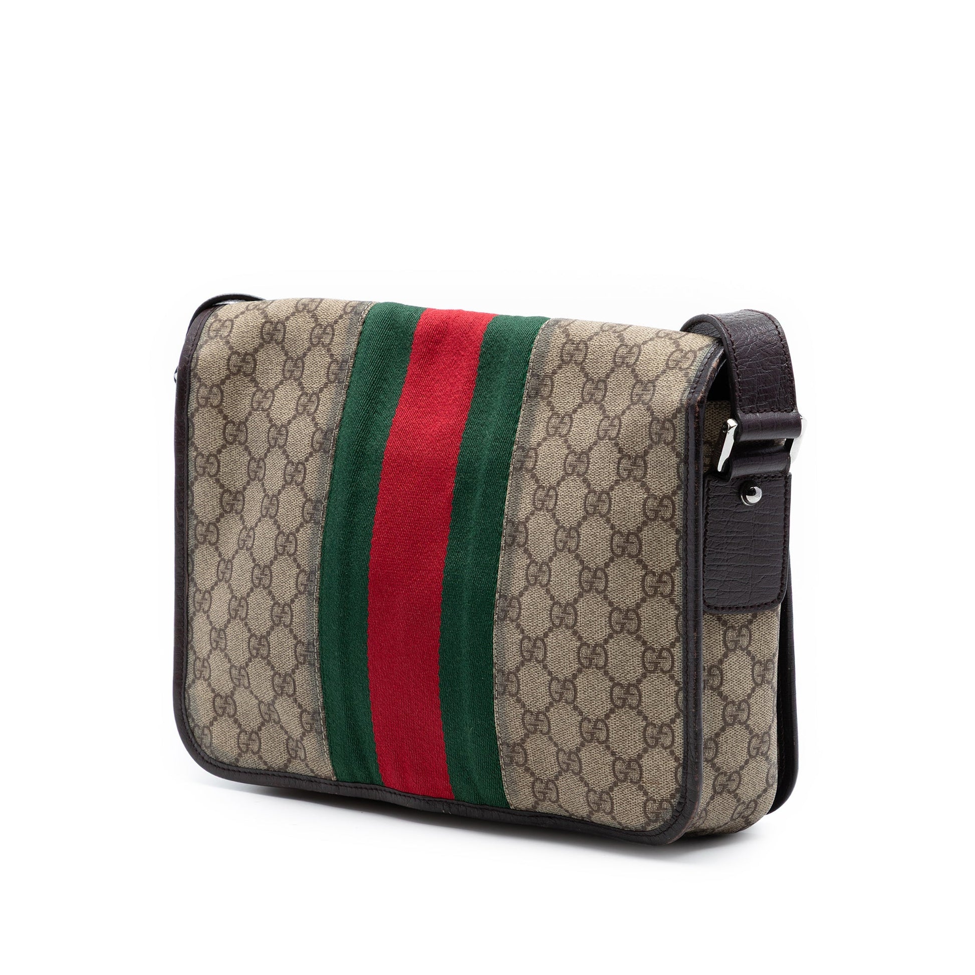 Gucci Medium GG Supreme Web Flap Messenger Bag
