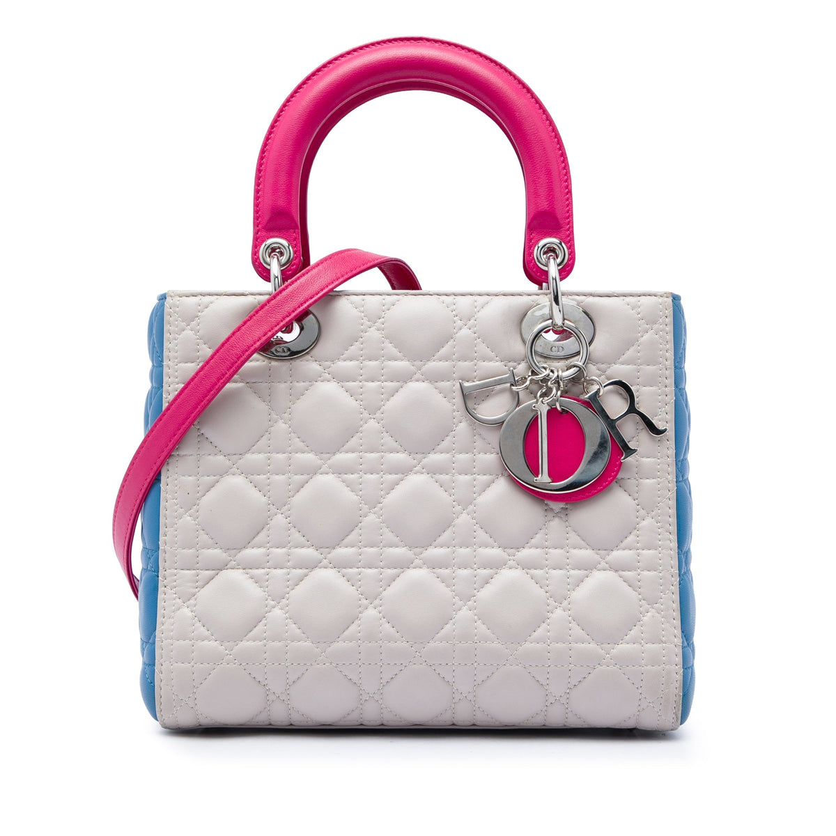 Dior Medium Tricolor Lambskin Cannage Lady Dior — Brown