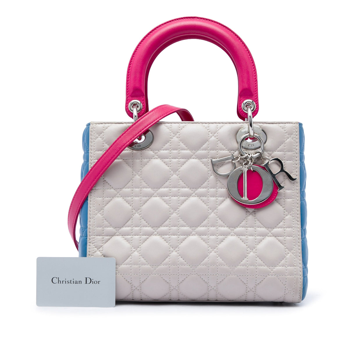 Dior Medium Tricolor Lambskin Cannage Lady Dior — Brown