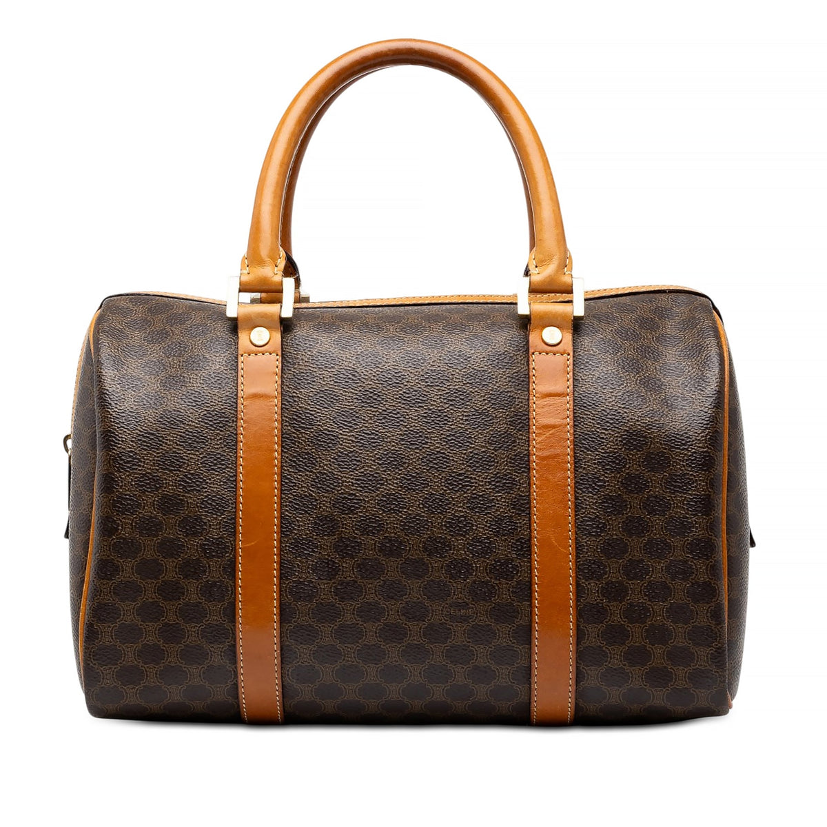 Celine Macadam Coated Canvas Boston Bag — Brown