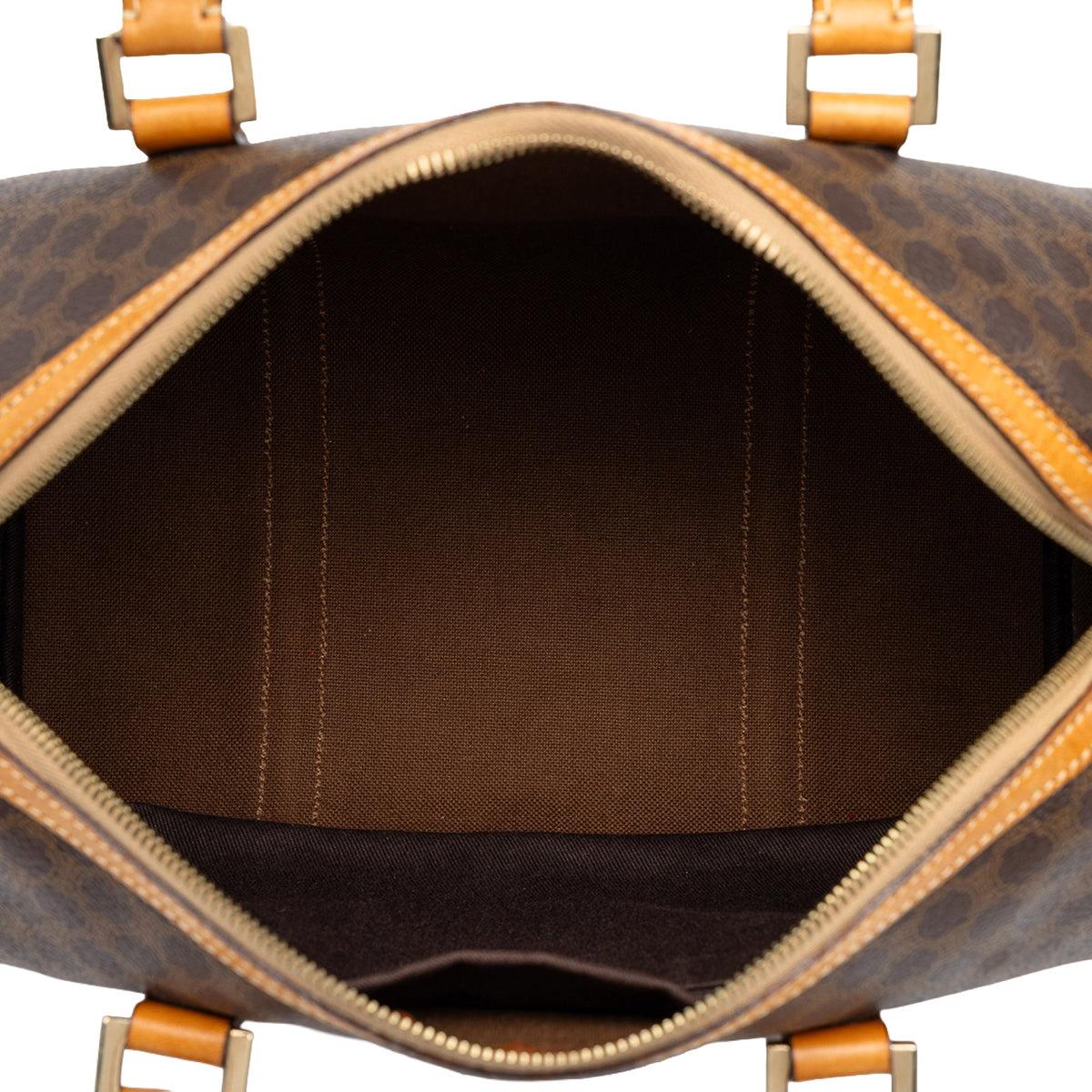 Celine Macadam Coated Canvas Boston Bag — Brown