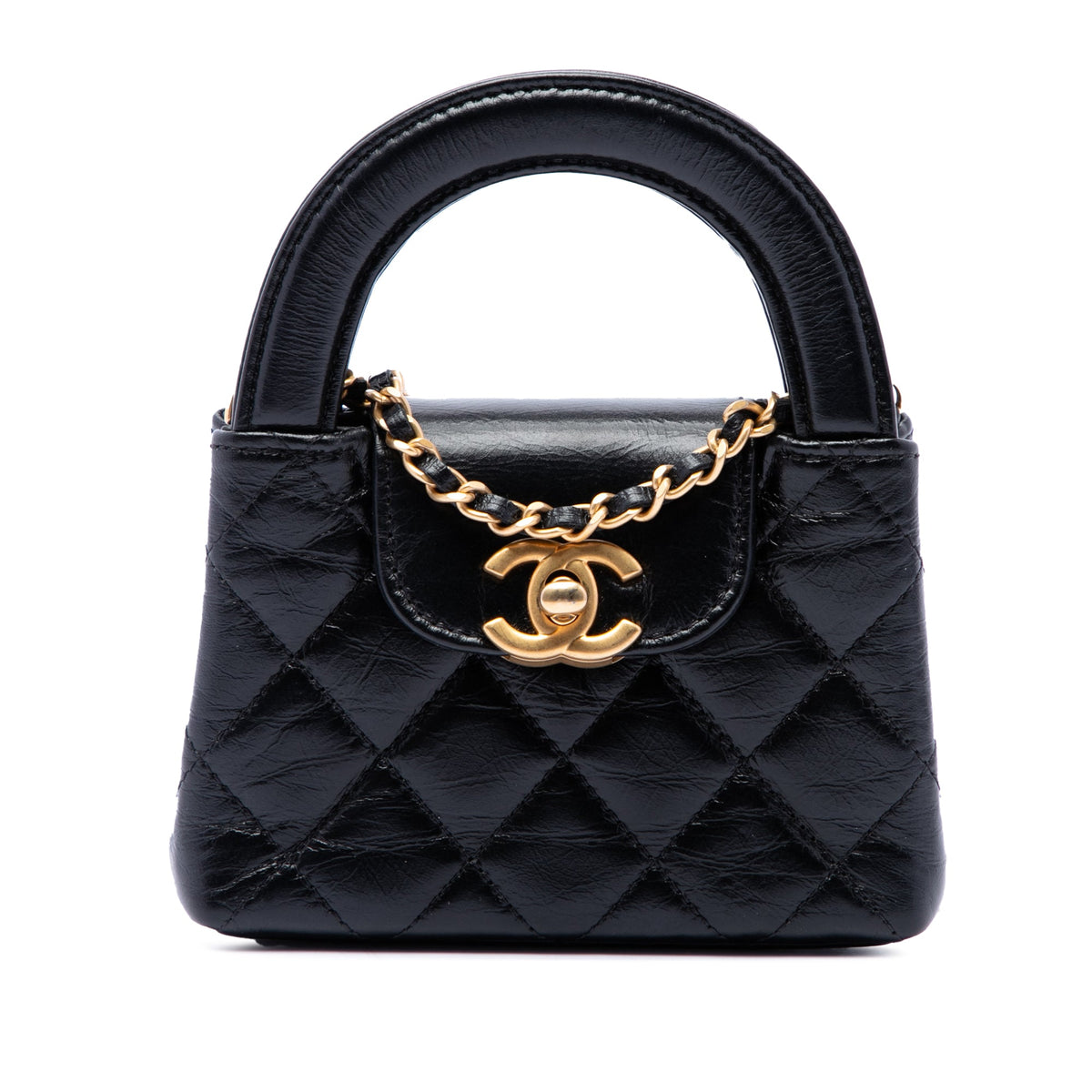 Chanel Nano Aged Calfskin Kelly Shopper Bag — Black