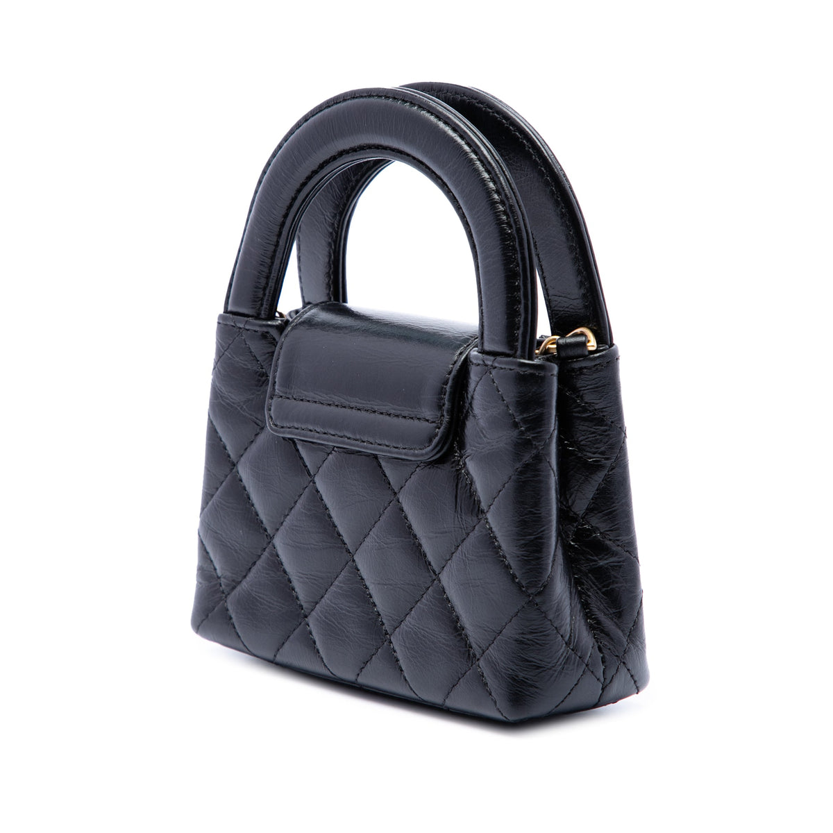 Chanel Nano Aged Calfskin Kelly Shopper Bag — Black