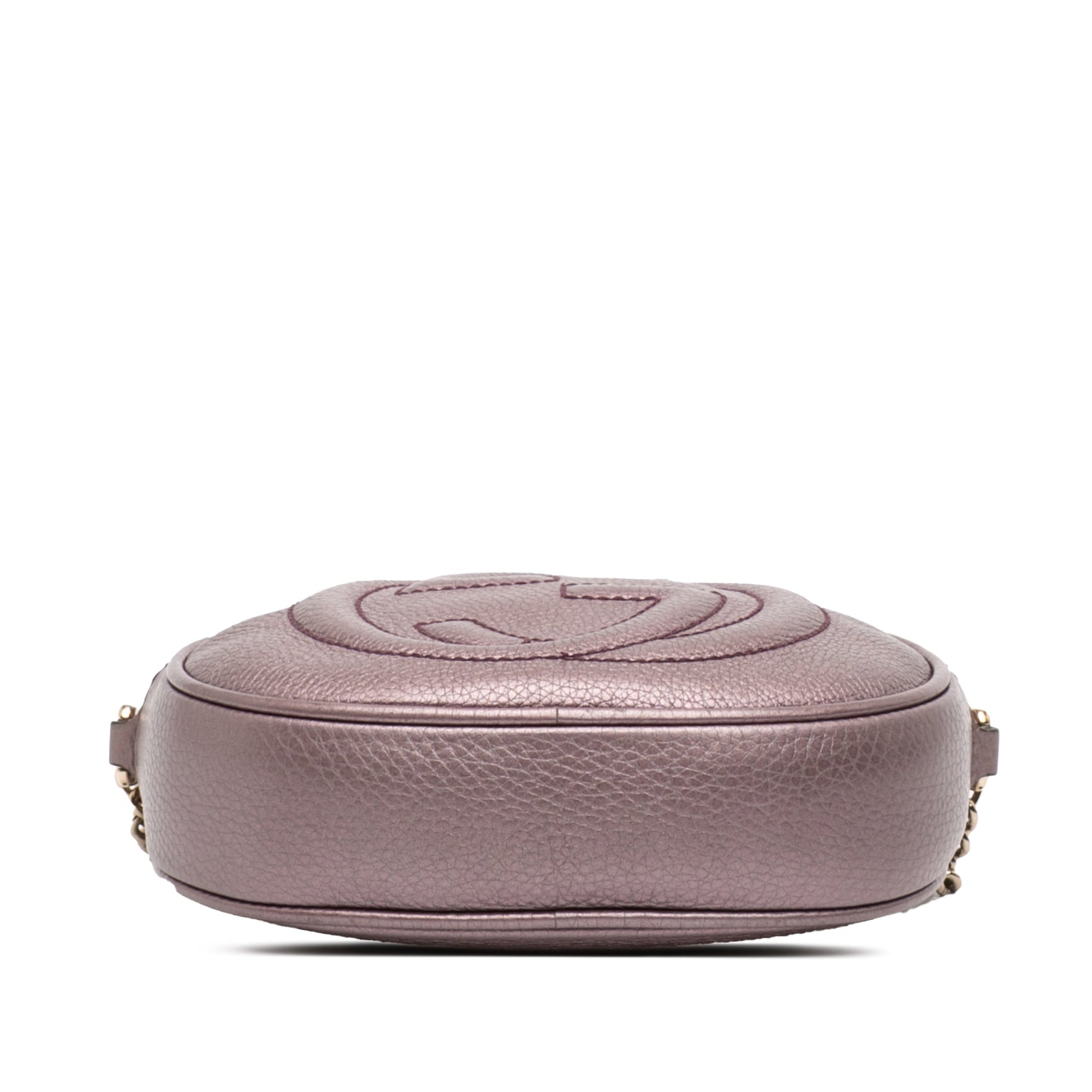 Gucci Mini Metallic Pebbled Calfskin Soho Chain Crossbody