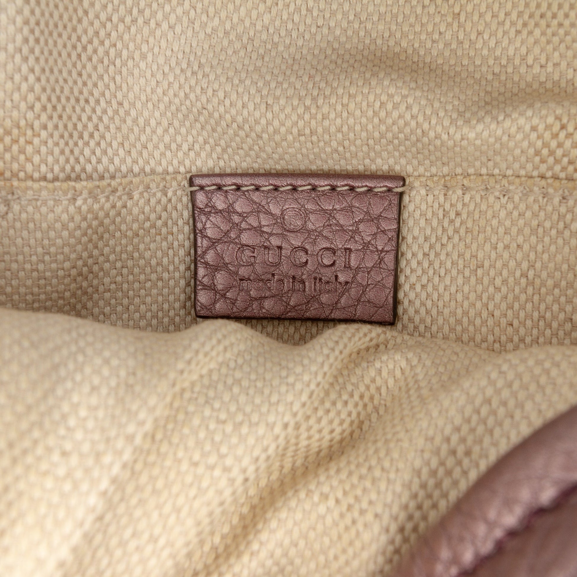 Gucci Mini Metallic Pebbled Calfskin Soho Chain Crossbody