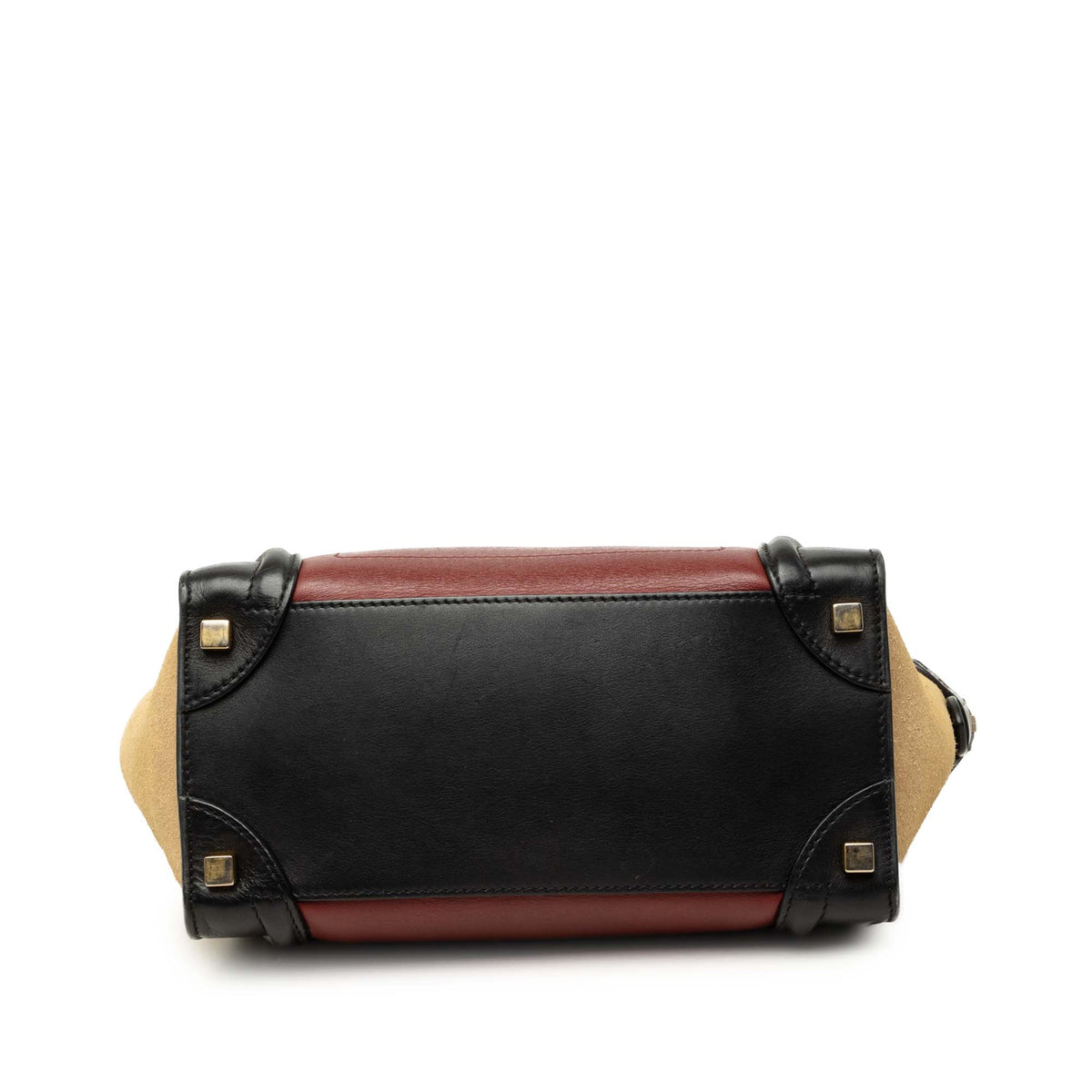 Celine Micro Tricolor Calfskin and Suede Luggage Tote — Red