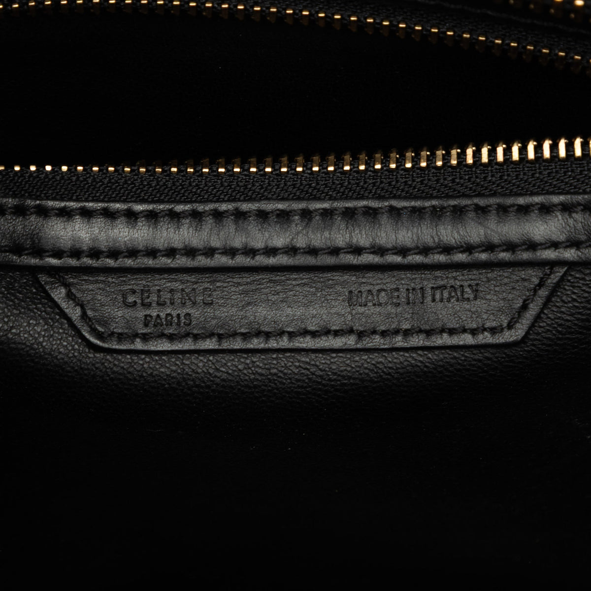 Celine Micro Tricolor Calfskin and Suede Luggage Tote — Red