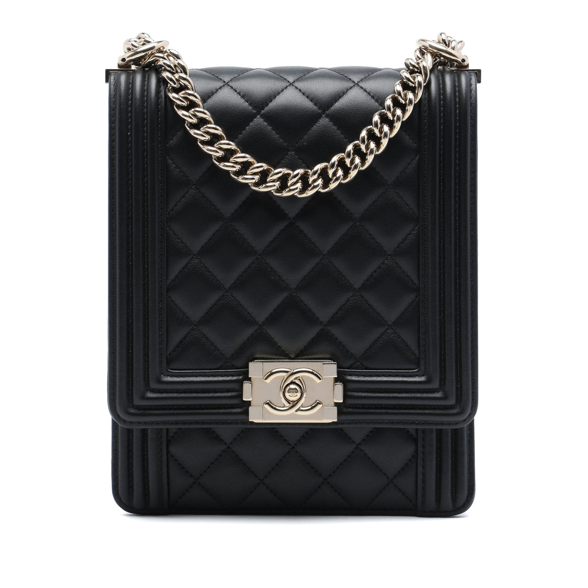 Chanel Quilted Lambskin North South Boy Flap