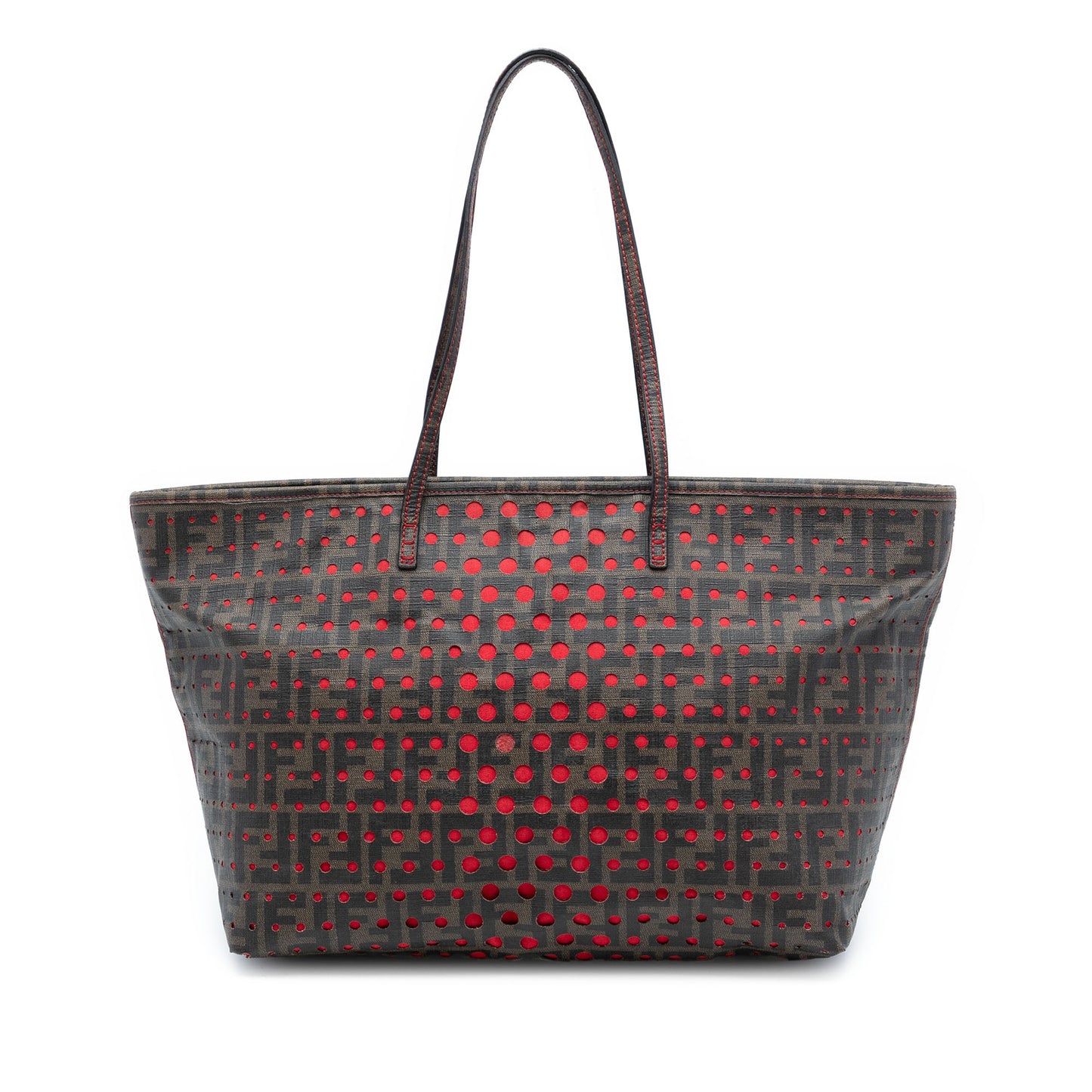 Fendi Medium Zucca Perforated Coated Canvas Roll Tote
