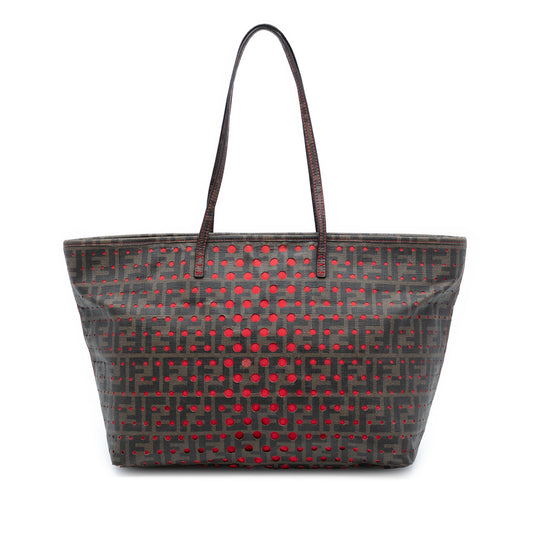 Fendi Medium Zucca Perforated Coated Canvas Roll Tote