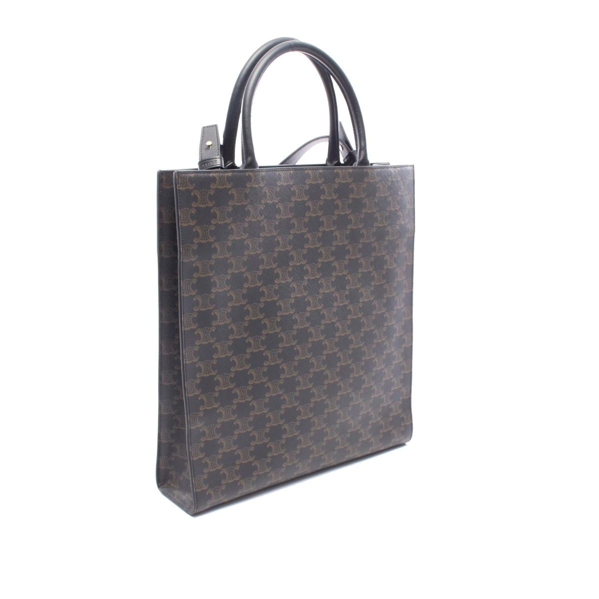 Celine Medium Triomphe Coated Canvas Vertical Cabas Tote — Brown