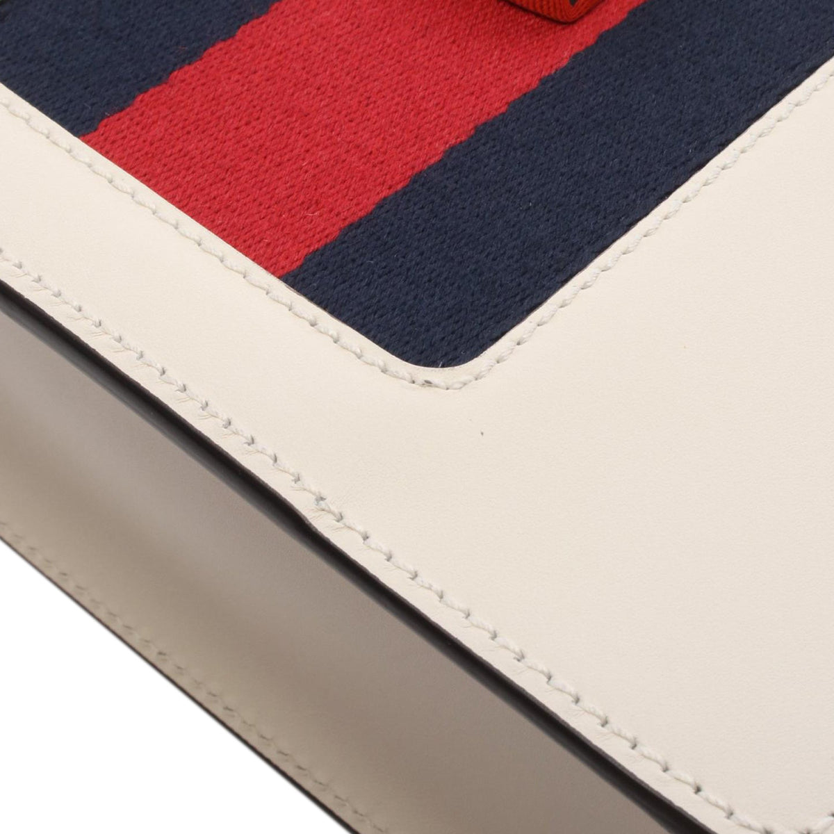 Gucci Mini Calfskin Web Sylvie Top Handle Bag — White