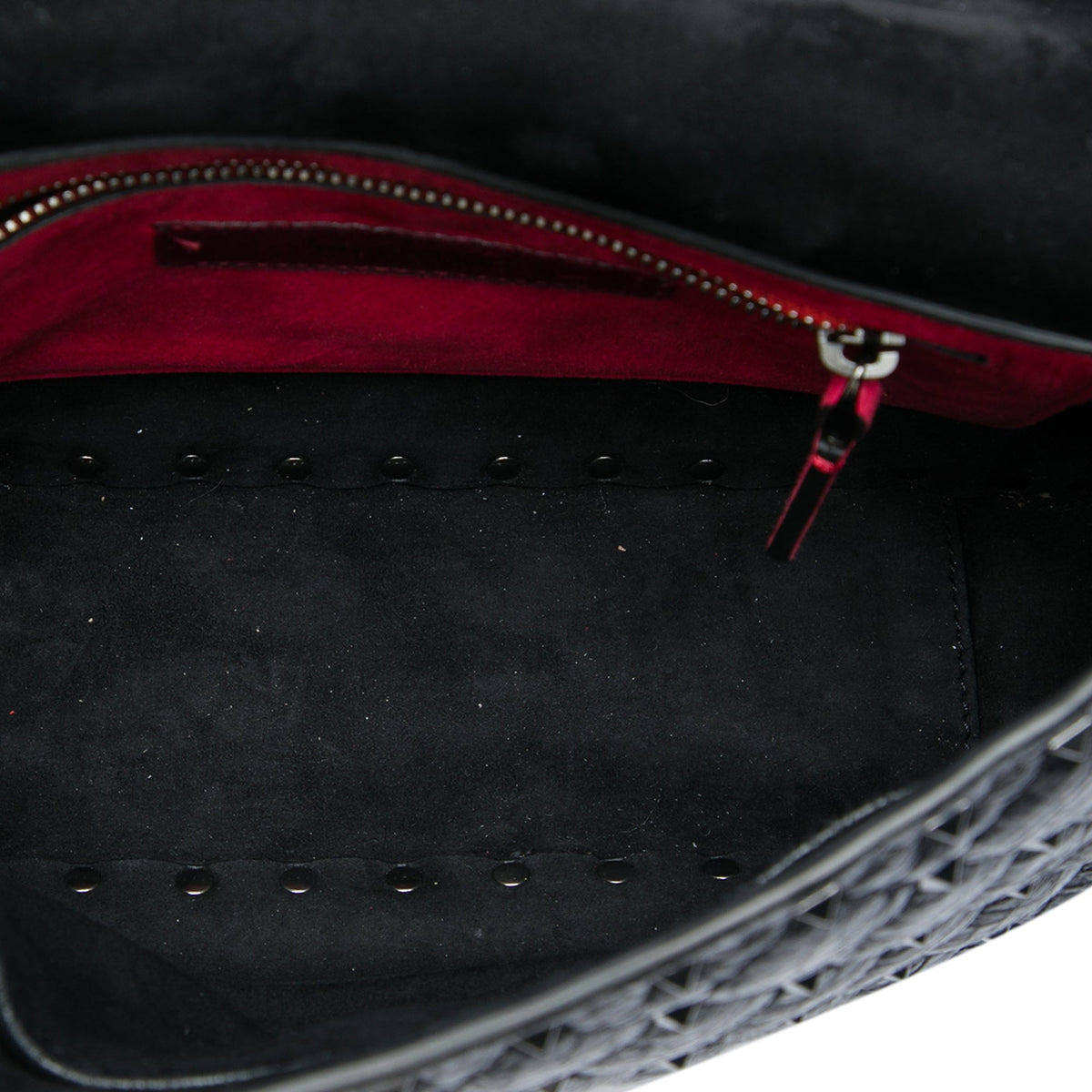 Valentino Medium Crinkled Nappa Rockstud Spike Satchel — Black