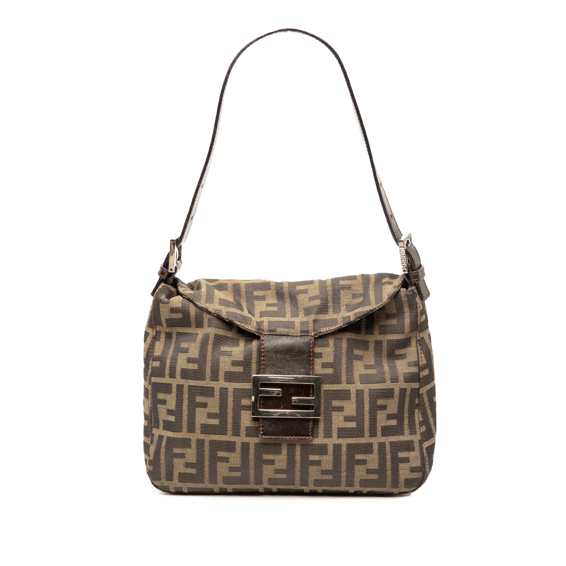 Fendi Zucca Canvas Double Flap Shoulder Bag