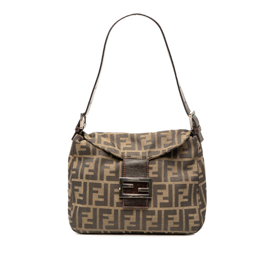 Fendi Zucca Canvas Double Flap Shoulder Bag