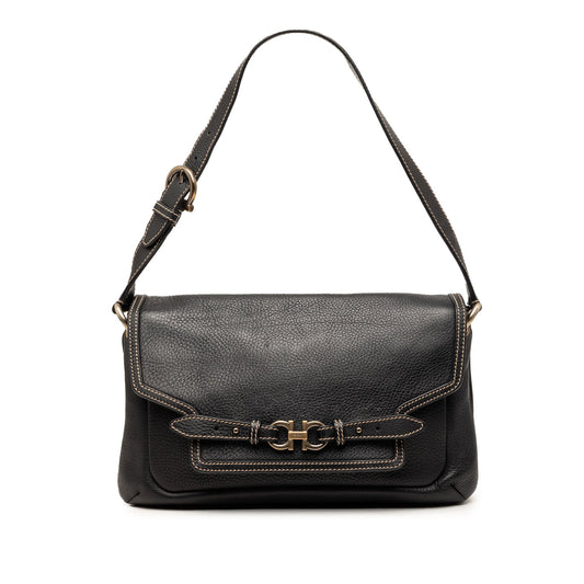 Ferragamo Leather Double Gancini Shoulder Bag