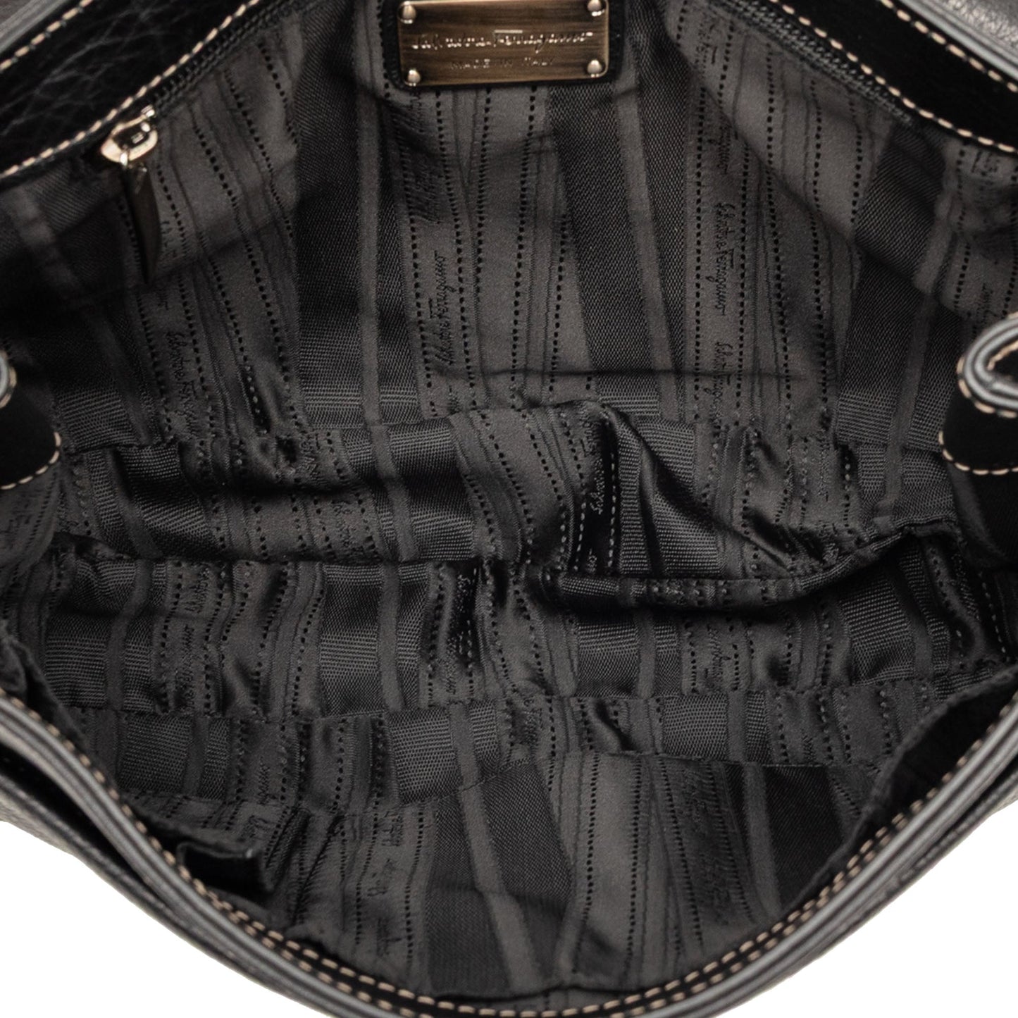 Ferragamo Leather Double Gancini Shoulder Bag