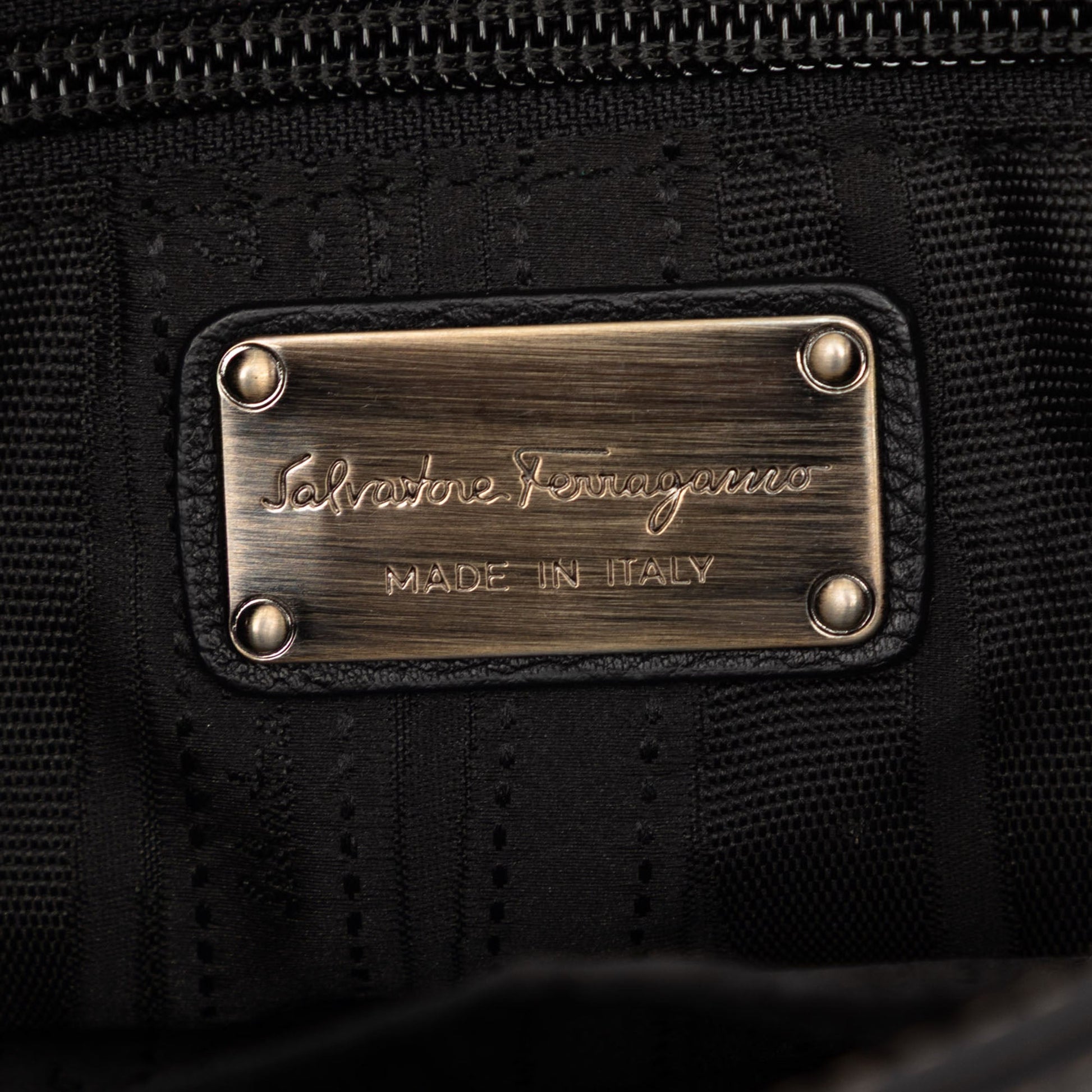 Ferragamo Leather Double Gancini Shoulder Bag