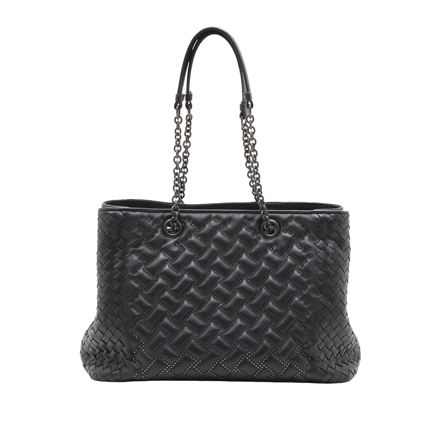Bottega Veneta Studded Leather Intrecciato Chain Tote